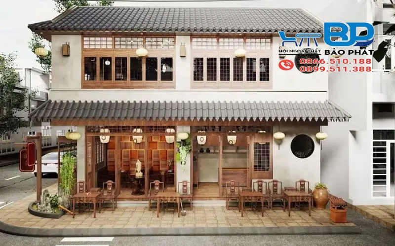Thiết kế quán cafe mặt tiền 5m phong cách vintage hoài niệm