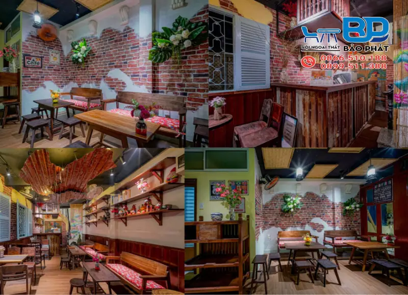 Thiết kế quán cafe nhỏ 40m2 phong cách retro cá tính