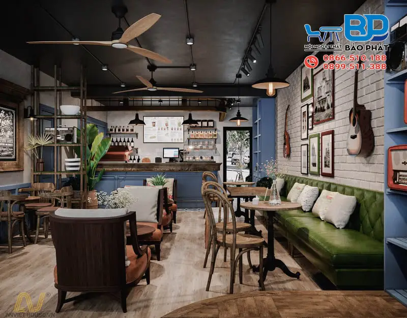 Thiết kế quán cafe phong cách vintage tối giản