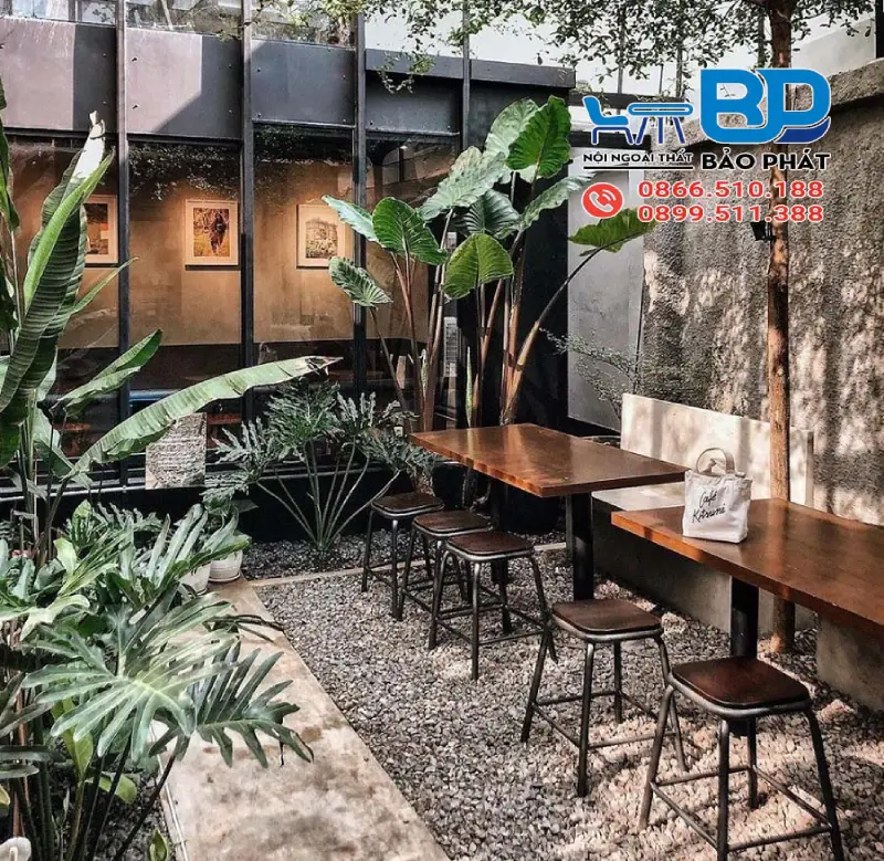 Thiết kế quán cafe sân vườn diện tích nhỏ phong cách sân vườn Nhật Bản tinh tế