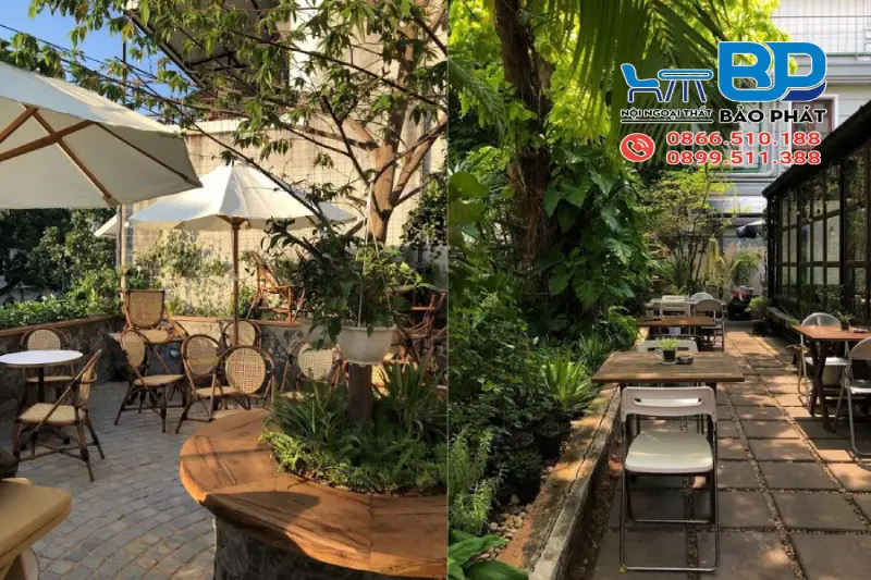 Thiết kế quán cafe sân vườn diện tích nhỏ phong cách vintage nhẹ nhàng