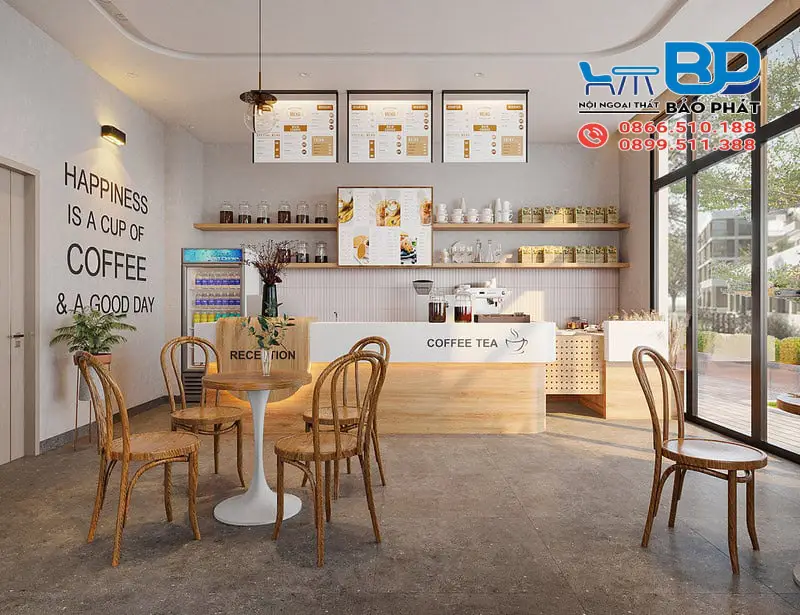 Trang trí quán cafe bình dân phong cách tối giản hiện đại
