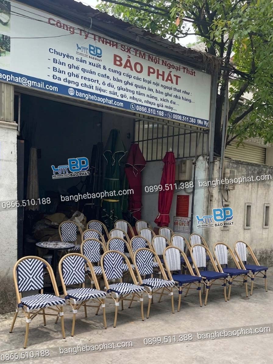 Bộ bàn ghế nhựa giả mây ngoài trời khung nhôm BGNGMBP096 xưởng bàn ghế Bảo Phát