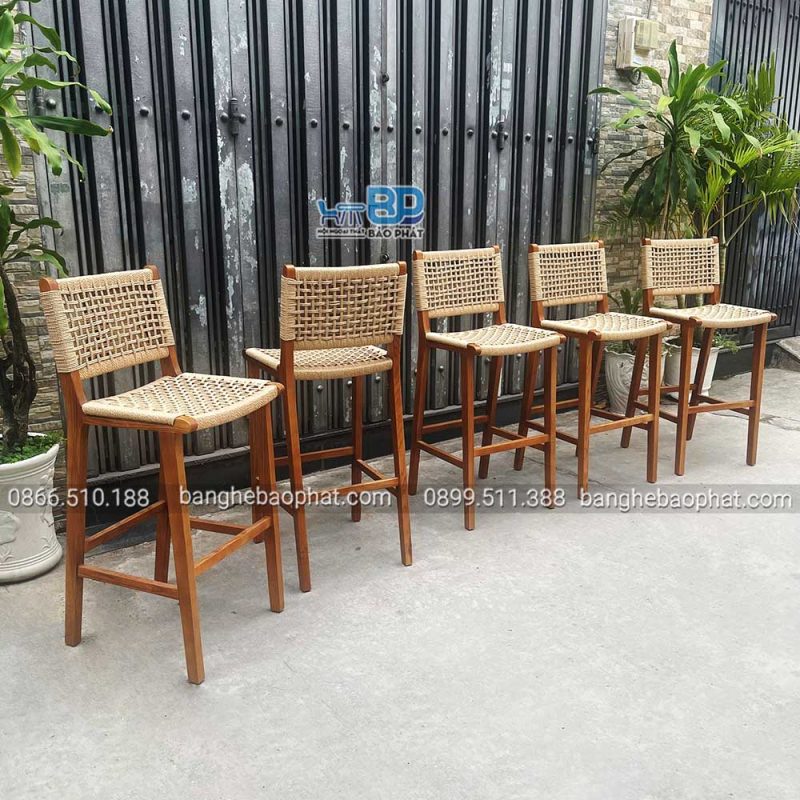 Bàn ghế bar đan dây ghế bar cabana