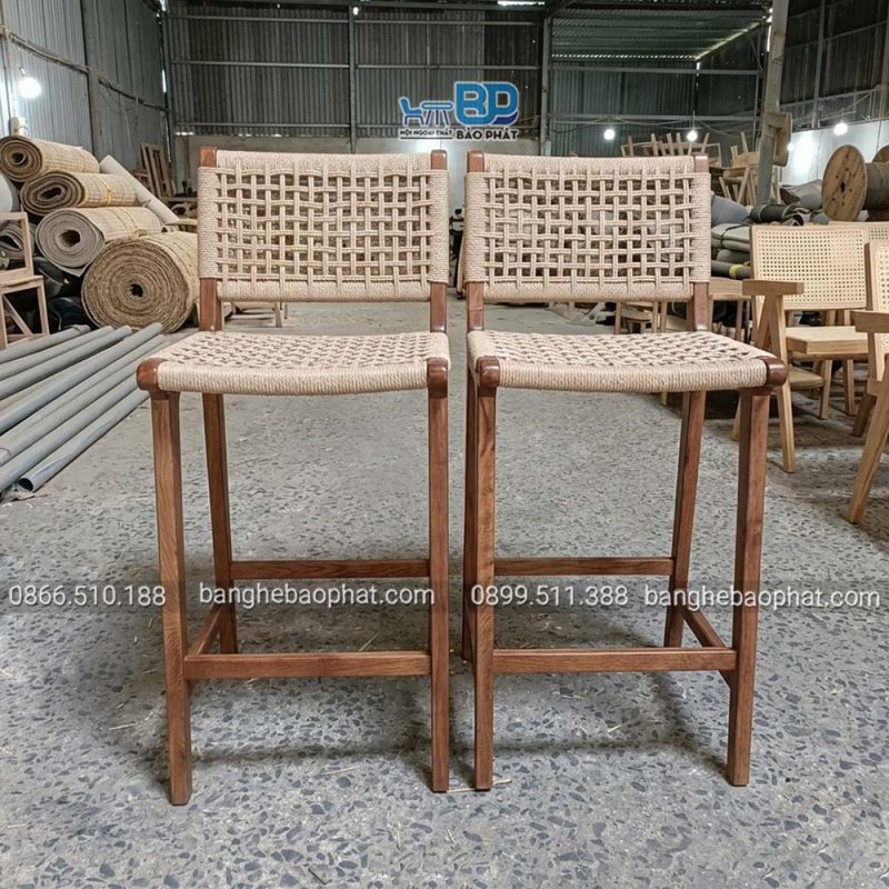 Thông số kỹ thuật ghế bar khung gỗ đan dây ghế bar Cabana