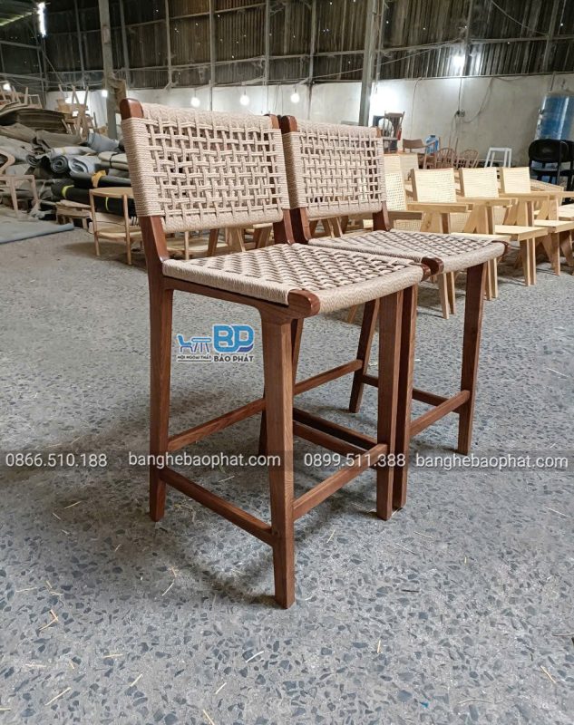 Ứng dụng của ghế bar khung gỗ đan dây ghế bar Cabana