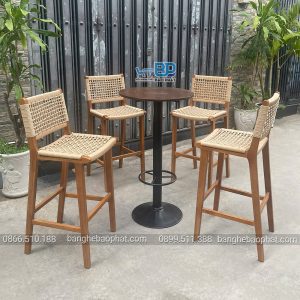 Ghế bar khung gỗ đan dây ghế bar cabana