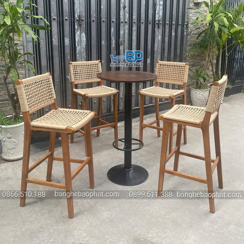 Ghế bar khung gỗ đan dây ghế bar cabana
