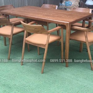 Bộ bàn ghế ăn gỗ nệm 6 ghế hiroshima bàn neva