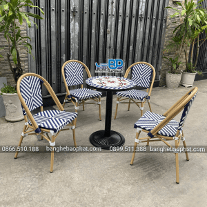 Bộ bàn ghế nhựa giả mây ngoài trời khung nhôm BGNGMBP096