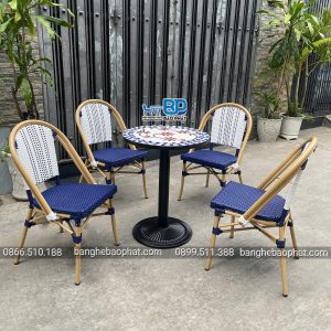 Bộ bàn ghế nhựa giả mây ngoài trời khung nhôm BGNGMBP0967