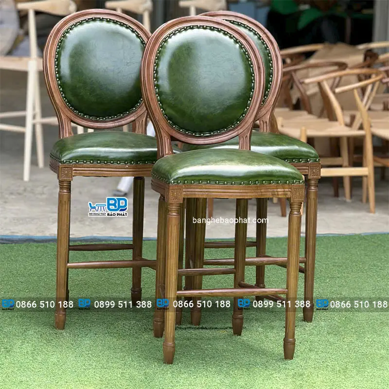 Ghế bar gỗ có tựa lưng ghế bar Louis