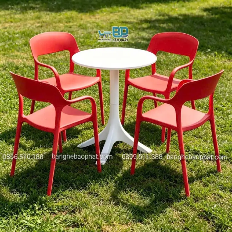 Ghế nhựa đỏ cafe 3027