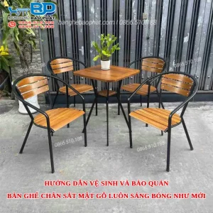 Hướng dẫn vệ sinh và bảo quản bàn ghế chân sắt mặt gỗ luôn sáng bóng như mới