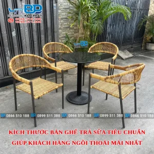 Kích thước bàn ghế trà sữa tiêu chuẩn giúp khách hàng ngồi thoải mái nhất