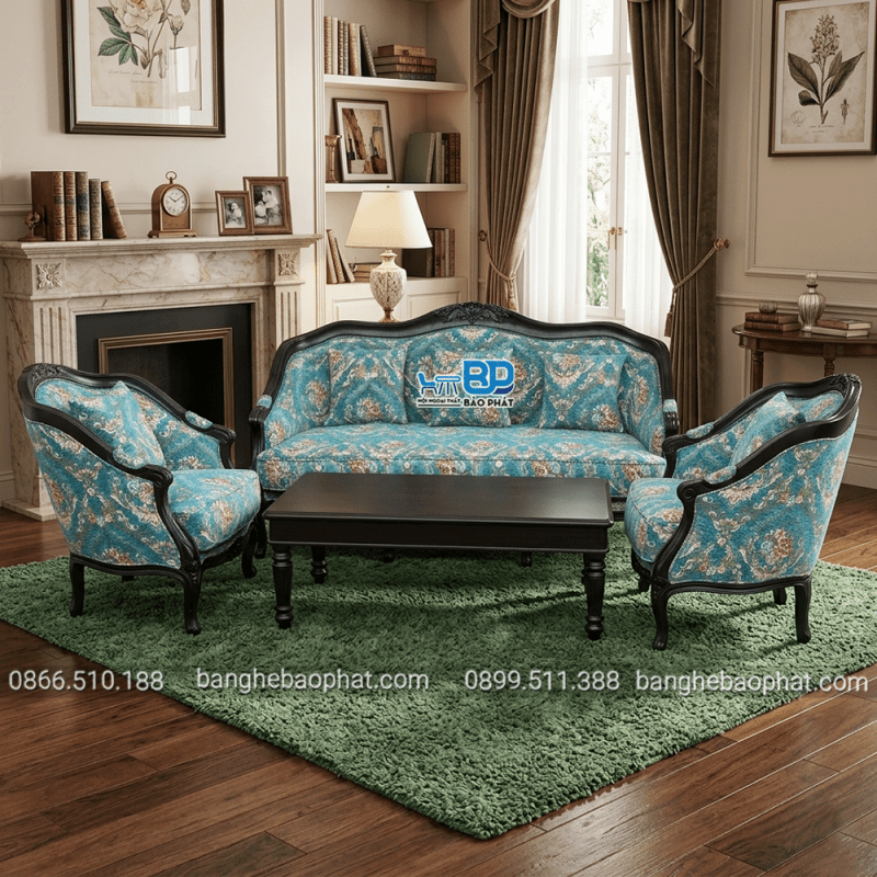 Sofa louis gỗ nệm