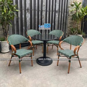 Bàn ghế nhựa giả mây cao cấp ngoài trời BGNGMBP098