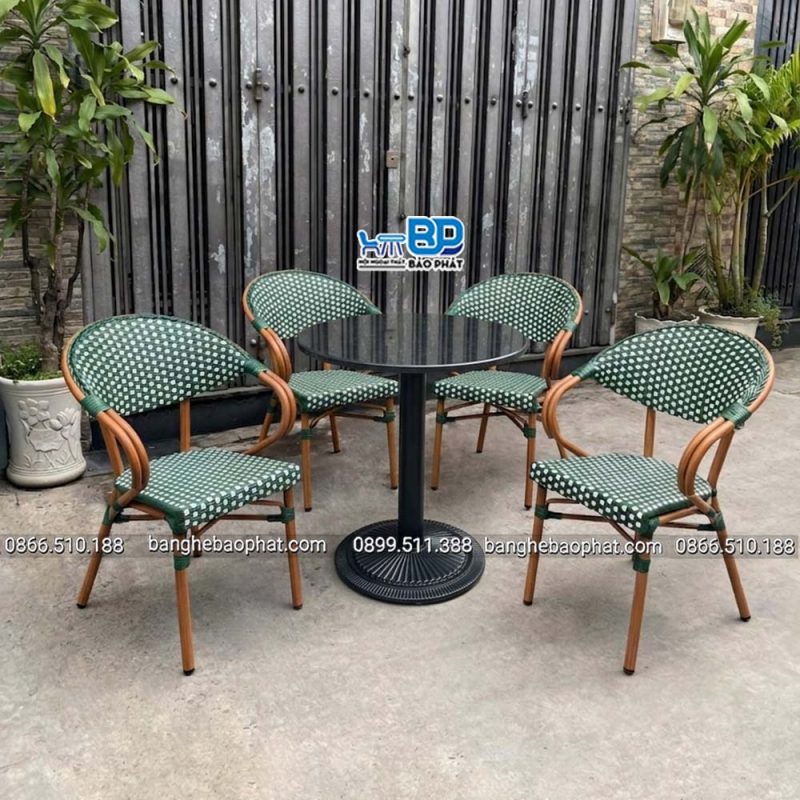 Bàn ghế nhựa giả mây cao cấp ngoài trời BGNGMBP098