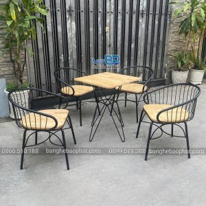 Bàn ghế sắt gỗ BGSBP062