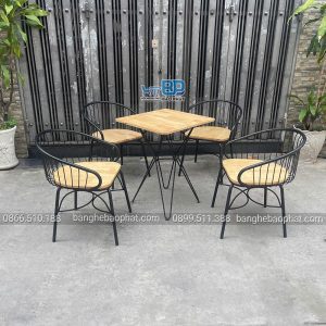 Bàn ghế sắt gỗ BGSBP062