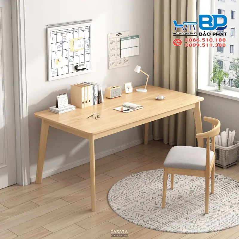 Bàn làm việc tại nhà nhỏ gọn hình chữ nhật