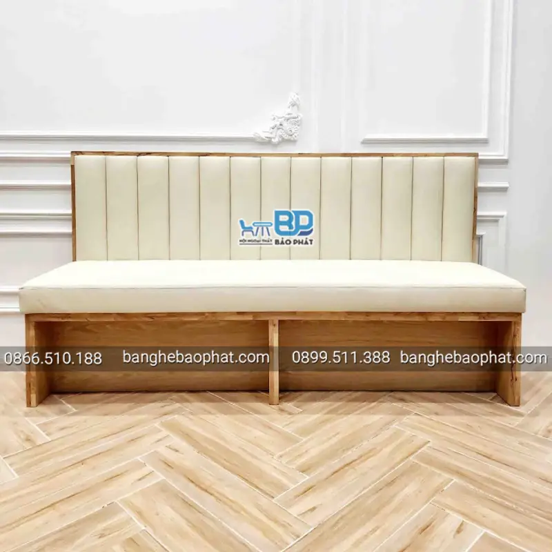 Ghế băng dài dựa tường gỗ nệm SKBP