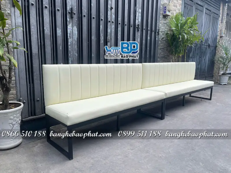 Ghế băng dài sắt đệm cafe GBSNBP037