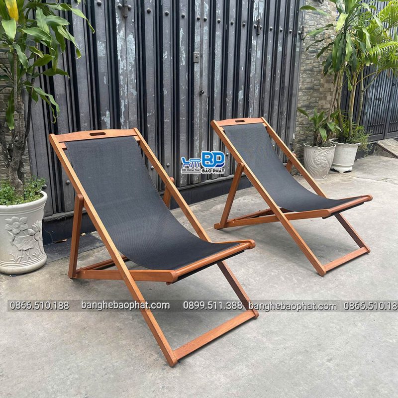Ghế nằm bãi biển bằng gỗ xếp gọn