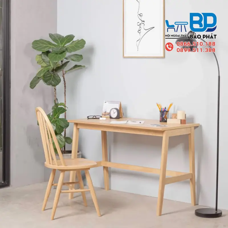 Góc làm việc tại nhà ấn tượng nhờ bàn làm việc gỗ tự nhiên 1m2 chất liệu cao cấp