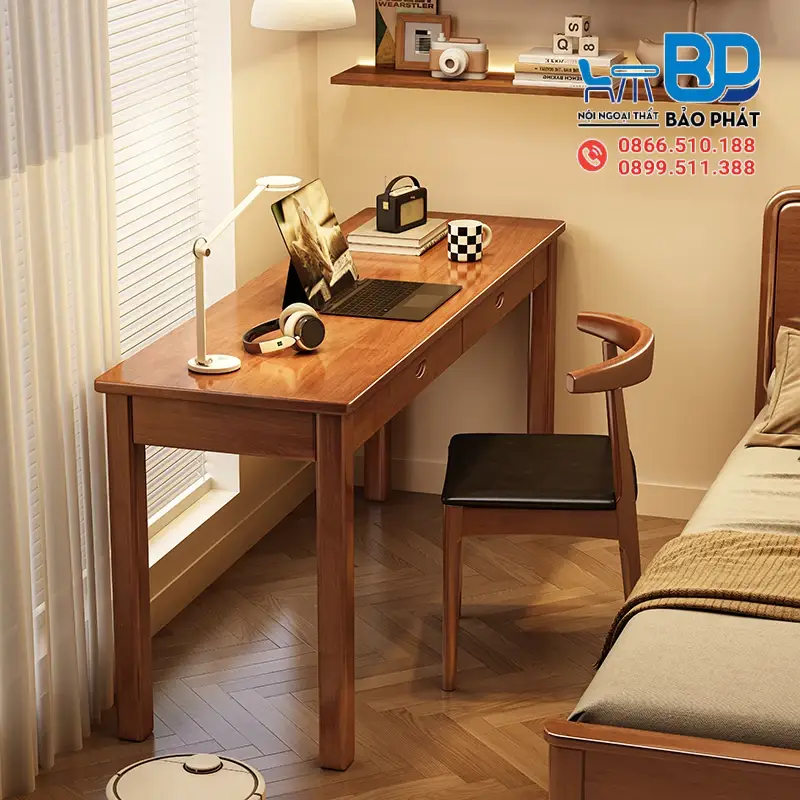 Mẫu bàn làm việc gỗ tự nhiên đẹp chắc chắn theo thời gian