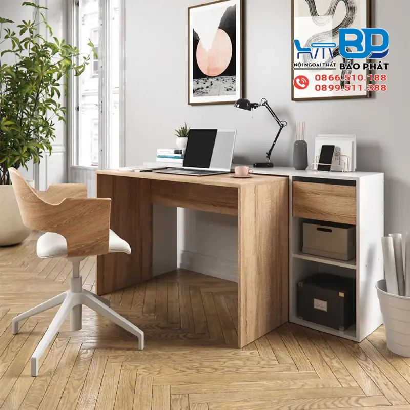 Mẫu bàn làm việc gỗ tự nhiên đẹp mang vẻ đẹp sang trọng