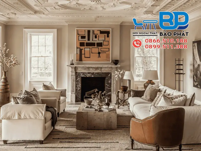 Phong cách thiết kế Rustic ưu tiên sử dụng vật liệu tự nhiên