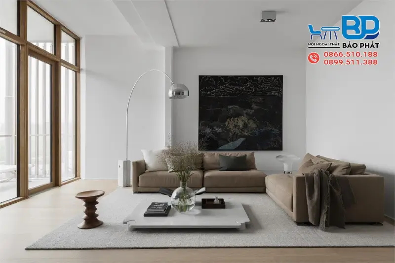 Phòng khách phong cách Minimalist đơn giản, tinh tế