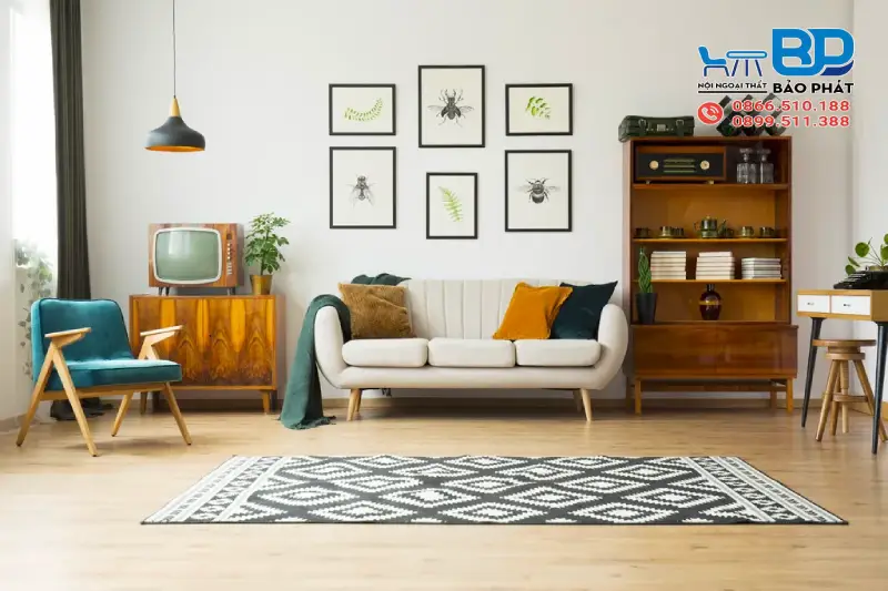 Phòng khách phong cách Retro sang trọng, cuốn hút