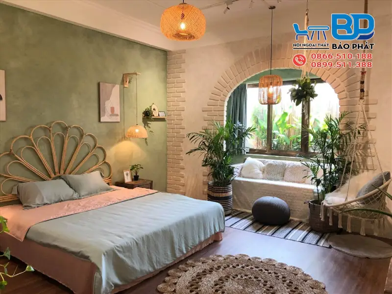 Phòng ngủ phong cách Bohemian ấm cúng