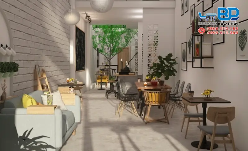 Thiết kế quán cafe 5x20 phong cách hiện đại