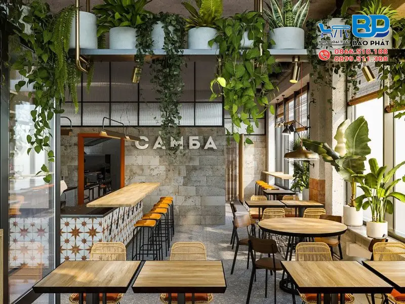 Thiết kế quán cafe 5x20 phong cách Tropical