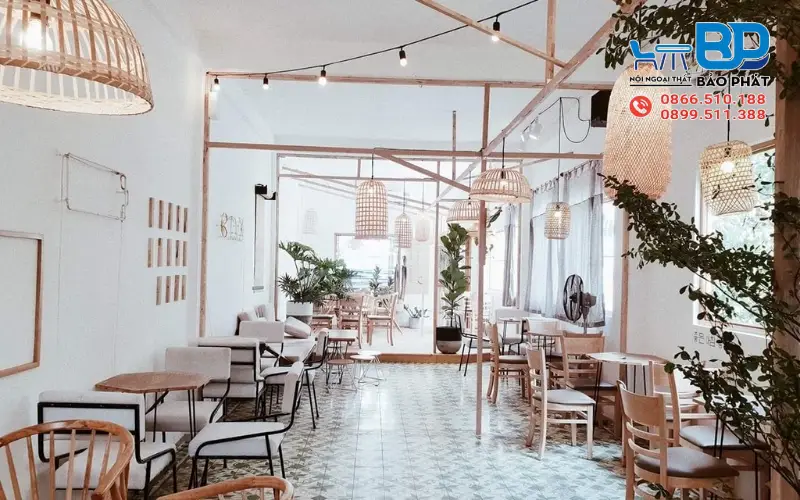 Thiết kế quán cafe 5x20 tối giản, tinh tế
