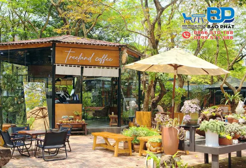 Thiết kế quán cafe bánh ngọt kết hợp sân vườn