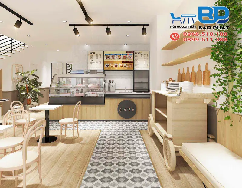 Thiết kế quán cafe bánh ngọt phong cách Hàn Quốc