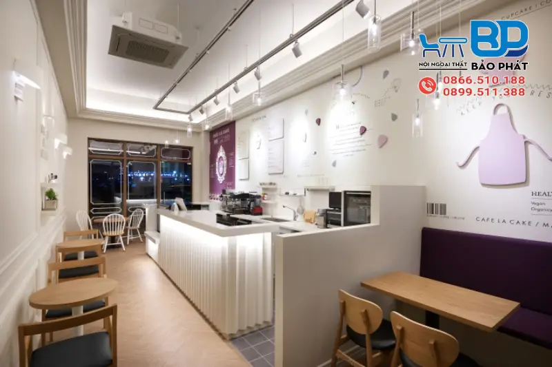 Thiết kế quán cafe bánh ngọt phong cách hiện đại