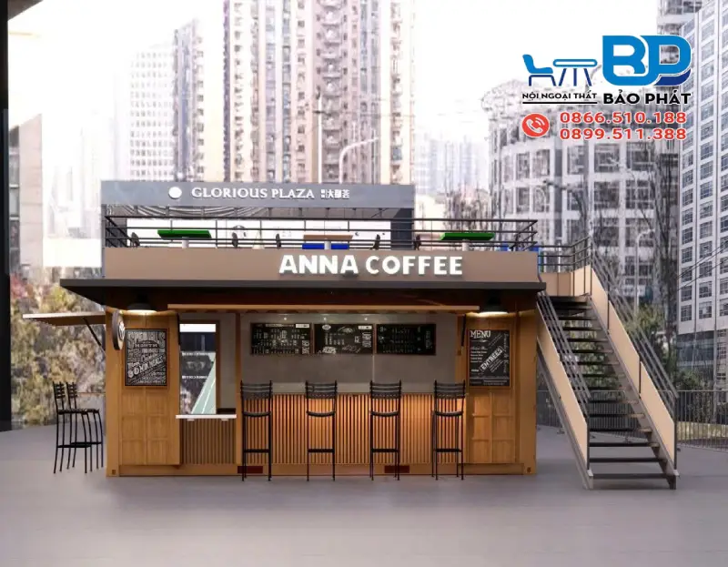 Thiết kế quán cà phê container phong cách rooftop độc đáo
