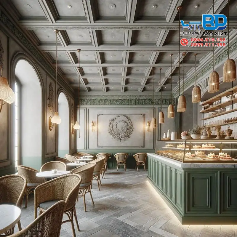 Thiết kế quán cafe phong cách Châu Âu cổ điển