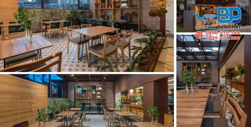 Thiết kế quán cafe phong cách mộc hiện đại