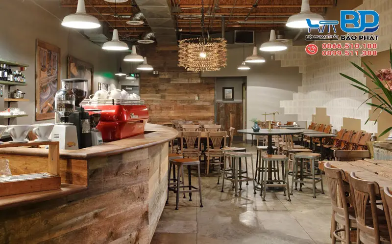 Thiết kế quán cafe phong cách mộc tối giản