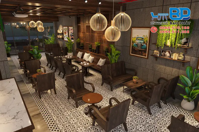 Thiết kế quán cafe phong cách mộc vintage