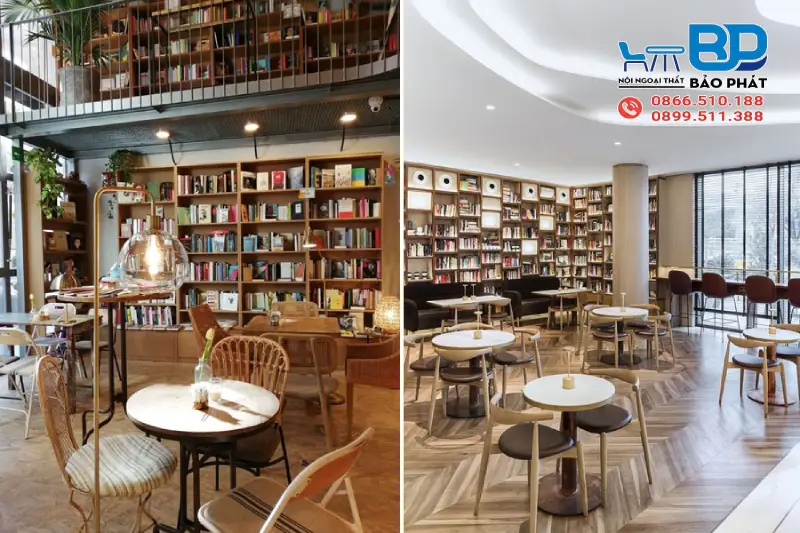 Thiết kế quán cafe sách hiện đại
