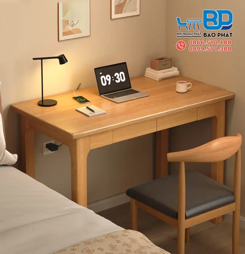 Thiết kế tối ưu diện tích với bàn làm việc gỗ tự nhiên 1m2 cho không gian nhỏ
