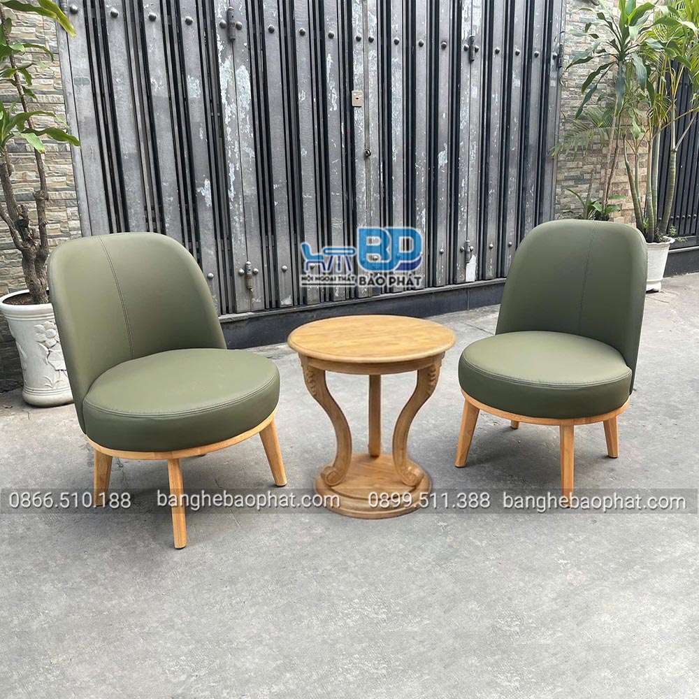 Bộ Sofa gỗ nệm Velvet cho ban công khách sạn