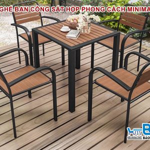Bàn ghế ban công sắt hộp phong cách Minimalism
